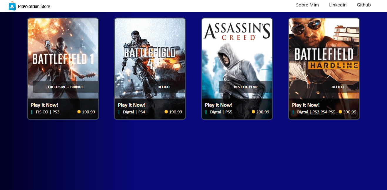 Projeto - Clone do PlayStation Store